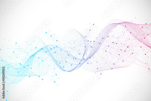 Global network connection concept. Big data visualization. Social network communication in the global computer networks. Internet technology. Business. Science. Vector illustration
