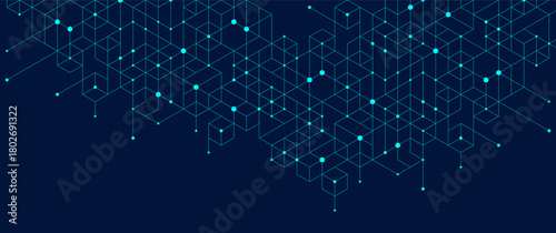 Abstract digital blockchain cube blocks concept. 3D big data cubes quantum computer technology idea. Artificial intelligence data core cubes design element