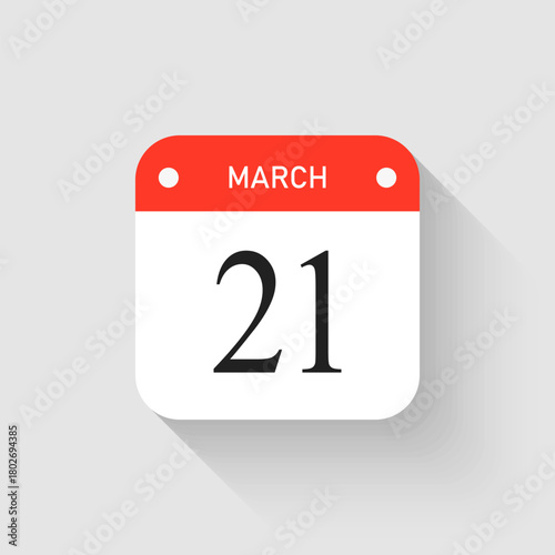 Vector icon page day calendar - 21 March month
