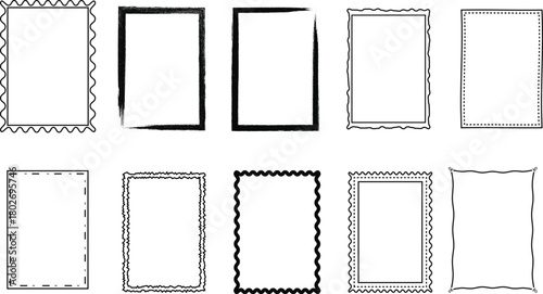 Collection of decorative grunge and ornate rectangle frames border designs