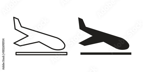 Arrival icon flat vector illustration. Black Thin Line Icon Emblem Concept