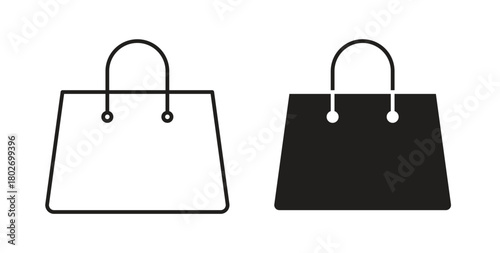 Bag icon flat vector illustration. Black Thin Line Icon Emblem Concept