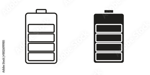 Battery icon flat vector illustration. Black Thin Line Icon Emblem Concept