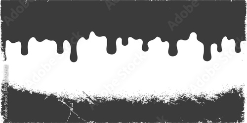 Black and white paint drip, ink flow, and liquid splash vector illustration