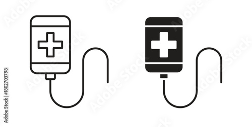 Chemotherapy icon flat vector illustration. Black Thin Line Icon Emblem Concept