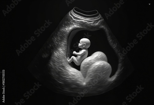 Enchanting Prenatal Ultrasound Imaging Capturing Baby's Development, Intricate Details, Motherhood Connection, Unique Perspective