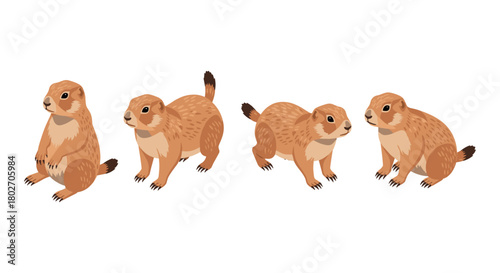 Adorable prairie dog clipart set on white background