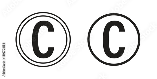 Copyright icon flat vector illustration. Black Thin Line Icon Emblem Concept