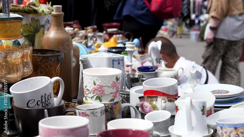 Products on the flea market, embracing conscious consumption and sustainable fashion