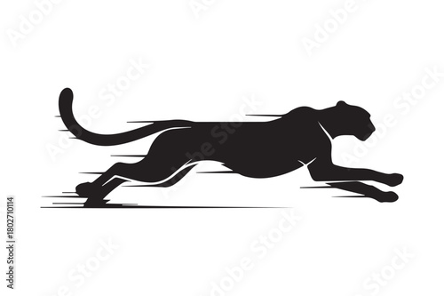 Silhouette of a powerful black panther in full sprint motion