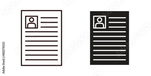 CV icon flat vector illustration. Black Thin Line Icon Emblem Concept