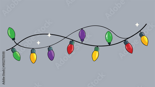 Brightly colored Christmas lights set against a transparent background, enhancing the festive mood of the season.eps