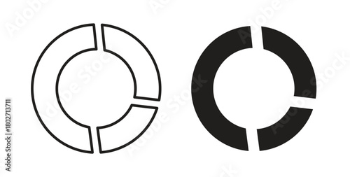 Donut chart icon flat vector illustration. Black Thin Line Icon Emblem Concept