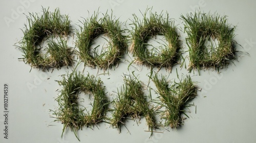 Bright Green Grass Letters Forming a Cheerful Greeting Message