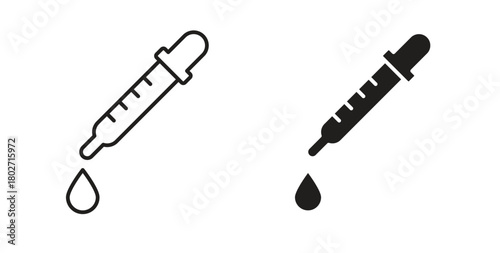 Dropper icon flat vector illustration. Black Thin Line Icon Emblem Concept