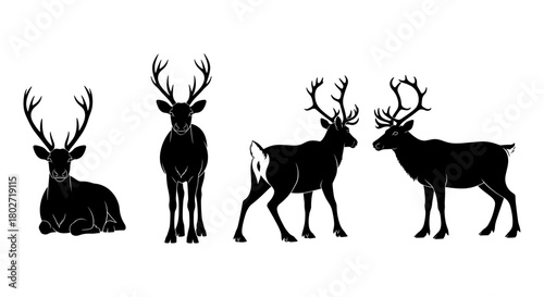 Silhouette deer collection: elegant stag and doe designs for nature art