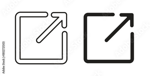 External link icon flat vector illustration. Black Thin Line Icon Emblem Concept