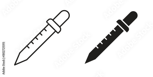 Eye dropper icon flat vector illustration. Black Thin Line Icon Emblem Concept