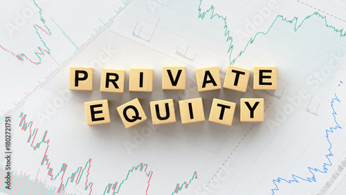Wooden blocks spelling Private Equity 3D render