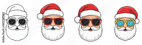 cool hipster santa claus sticker set