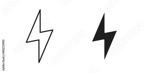 Flash icon flat vector illustration. Black Thin Line Icon Emblem Concept