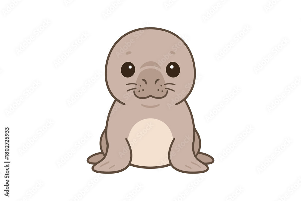 Naklejka premium Cute cartoon seal pup on a white background