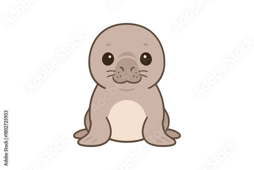 Cute cartoon seal pup on a white background