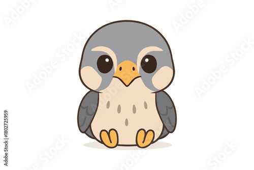 Cute baby falcon cartoon in adorable chibi style with soft pastel colors