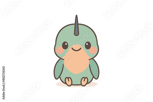 Cute dinosaur character in pastel colors with adorable expression