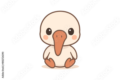 Cute cartoon kiwi bird sitting on white background