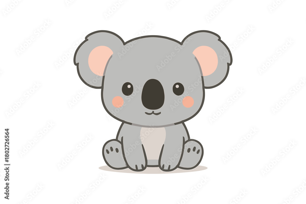 Fototapeta premium Cute kawaii style koala sitting on white background