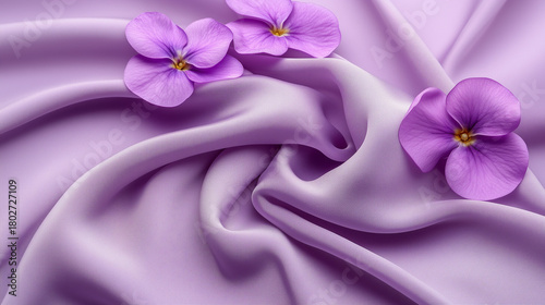 Elegant purple fabric with delicate flowers for decoration and design concepts