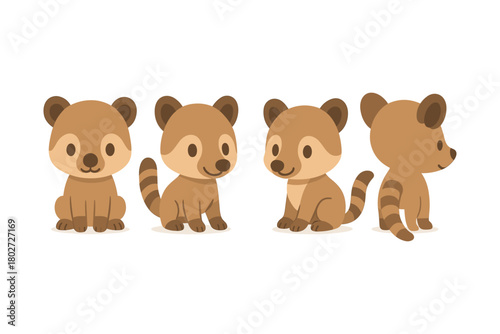 Cute cartoon animals set with different poses for kids