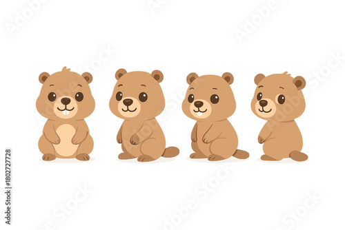 Cute cartoon quokka characters in various poses on white background