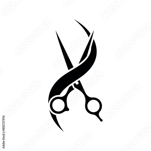 Hair Scissors Black Silhouette Logo Design