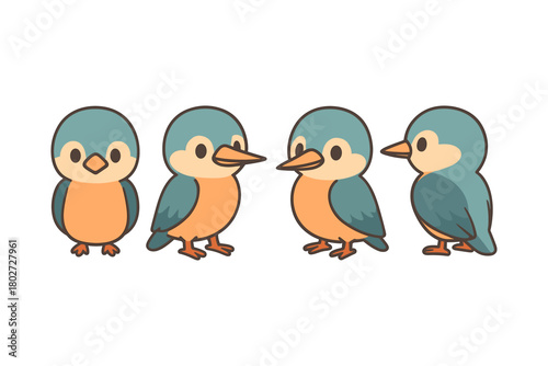 Cute cartoon birds in various poses