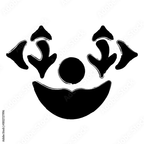 clown icon, brush strokes, vector illustration on white background.