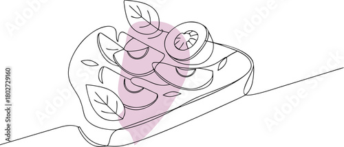 Open faced sandwich with fruit and greens fruit slices