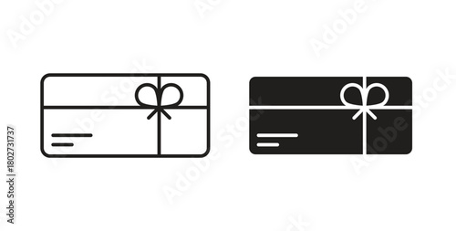 Gift card icon flat vector illustration. Black Thin Line Icon Emblem Concept