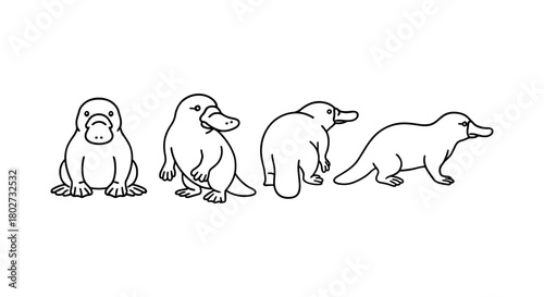 Cute platypus line art: minimalist animal design for kids' decor