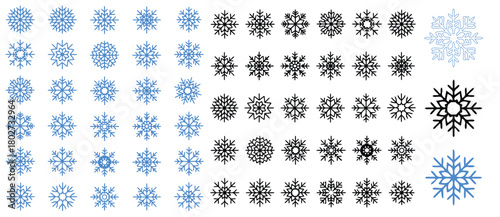 Elegant snowflake collection for winter holiday designs, offering a variety of shapes and styles to enhance your festive creative projects