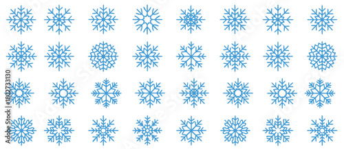 Create stunning winter designs with this collection of delicate blue snowflake patterns, perfect for holiday season projects and festive cheer