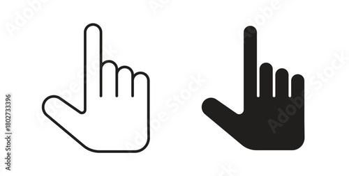Hand pointer icon flat vector illustration. Black Thin Line Icon Emblem Concept