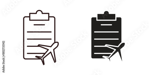 Itinerary icon flat vector illustration. Black Thin Line Icon Emblem Concept