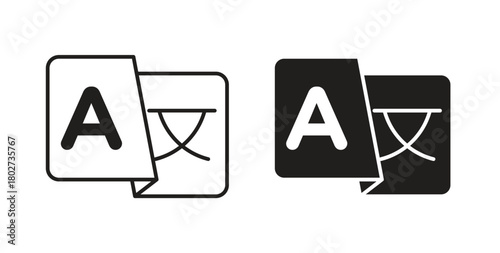 Language icon flat vector illustration. Black Thin Line Icon Emblem Concept