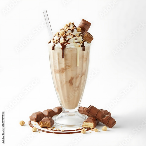 Decadent Kinder Bueno Milkshake with Whipped Cream and Hazelnuts
