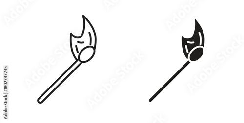 Matches icon flat vector illustration. Black Thin Line Icon Emblem Concept