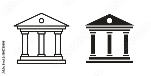 Museum icon flat vector illustration. Black Thin Line Icon Emblem Concept