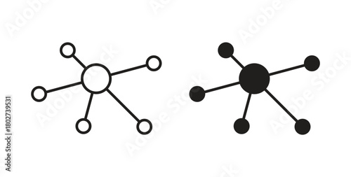 Network icon flat vector illustration. Black Thin Line Icon Emblem Concept