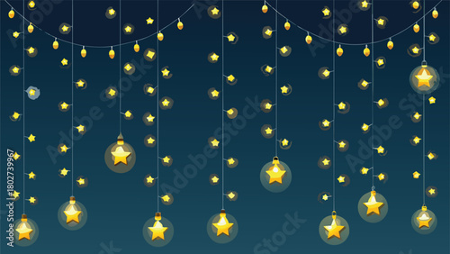 Vector illustration of a decorative light string on a transparent background..eps